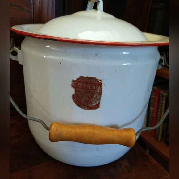 Accents Vintage Enamelware Diaper Pail With Lid Poshmark